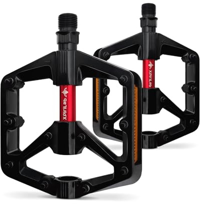 XpiriLab Road/MTB Bike Pedals - 9/16 Sealed Bearing Lightweight Aluminum Alloy Flat Platform Bicycle Pedals with Reflector for Road Mountain BMX MTB Bike