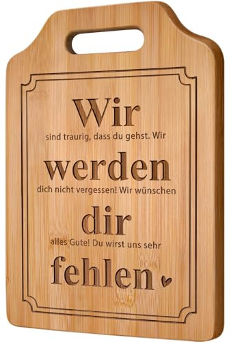 Giftasy Abschiedsgeschenk Kollegen - Graviertes Bambus Schneidebrett, Abschiedsgeschenk Kollegin Jobwechsel, Abschied Kollegin