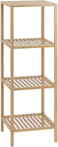 CLP Étagère de Salle de Bain Zinnien en Bambou, Meuble étroit en Bois pour Salle de Bain, Cuisine, capacité jusqu'à 10 kg par étagère, Taille:M