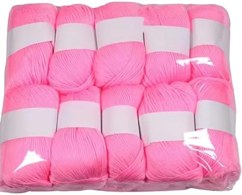 10er Set Luxus - Mischgarn - 500g Wolle - 07 Pink - weiches Webgarn geeignet für Pullover, Babydecken, Schals - 10x 50g - Hochwertige Fasern für Häkeln und Basteln