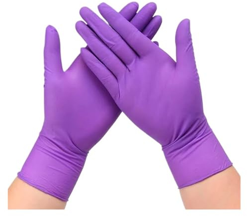 Generico Guanti monouso fucsia 20/100 pezzi 3-mil senza polvere e lattice for la pulizia domestica, compatibili for cucinare cucina estetista(Purple 100PCS,Style C)
