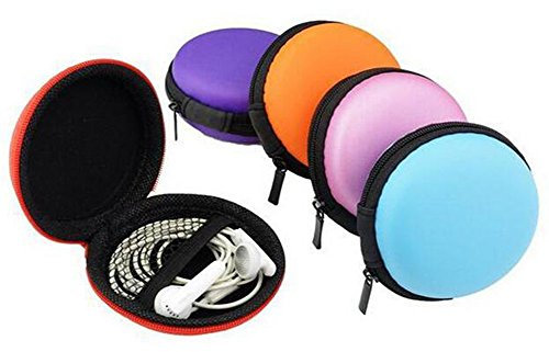Juego de 6 Fundas para Auriculares, pequeñas, Redondas, con Bolsillo para Auriculares, para Viajes, para Guardar Auriculares, Cables de Auriculares, Joyas, contenedores