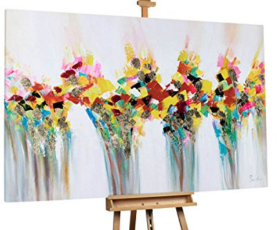 KunstLoft® XXL Gemälde 'Blumenallerlei' 180x120cm | original handgemalte Bilder | Abstrakt Blume Strauß Bunt | Leinwand-Bild Ölgemälde einteilig groß | Modernes Kunst Ölbild
