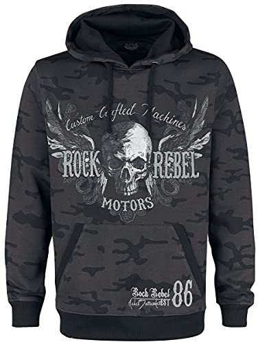 Rock Rebel by EMP Herren dunkelgrauer Hoodie mit Allover-Camouflage-Print