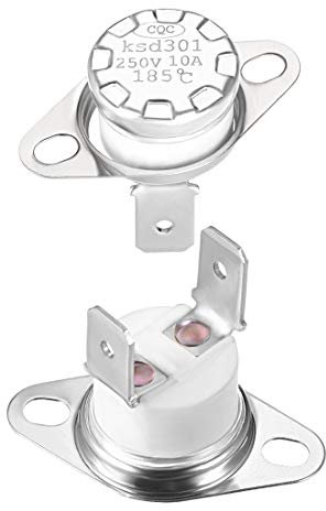 sourcing map KSD301 Thermostat 185°C/365°F 10A Öffner N.C Einstellung Schnappscheiben-Temperaturschalter 2 Stück