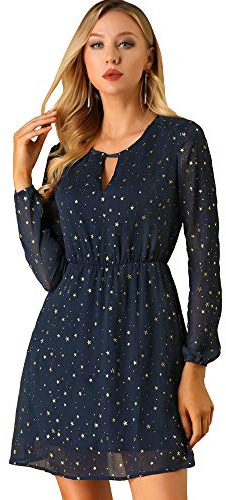 Allegra K Damen Star A-line Dress Kleid in A-Linie mit Sternen