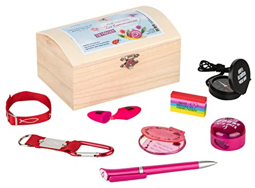 Schatzkiste zur Kommunion für Mädchen mit 8 tollen Überraschungen! Tolles Kommuniongeschenk für Mädels - Geschenk zur Heiligen Erstkommunion