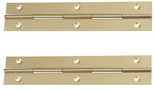 2X 1M (1000mm) Continuous Steel Metal Piano Hinge Strap Multi Colours with Holes by BMF DIRECT® (Gold)