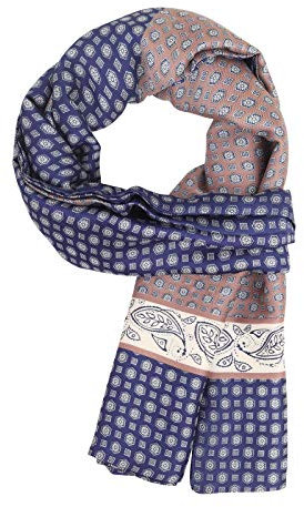 WANYING Herren Seidenschal Lange Doppelseite Herrenschal aus Kunstseiden Casual Business Gentleman Dünn für Frühjahr Herbst - Paisley Dunkelblau Khaki