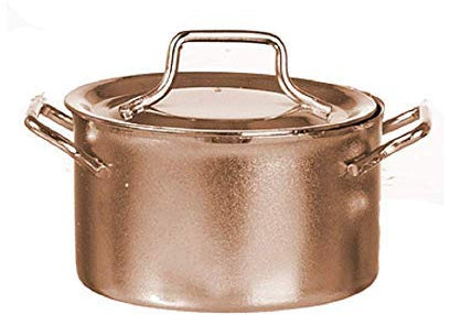 Melody Jane Maison de Poupées Grand Cuivre Stock Pot Casserole Plat 2 Poignées Cuisine Accessoire
