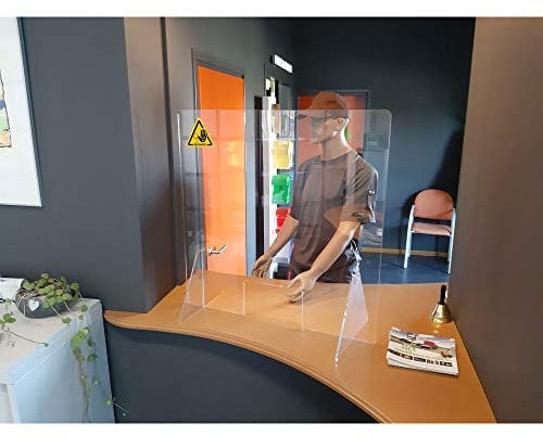 Jalema Transparent Acrylic Counter Umbrella with Pass-Through 750 x 800 mm | Protective Shield | Spit Protection | Sneeze Protection | Cough Protection | Counter Attachment | Virus Protection | with
