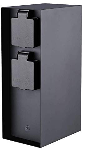 Colonna elettrica con 2 prese da giardino e timer per esterni IP44, in acciaio inox/antracite