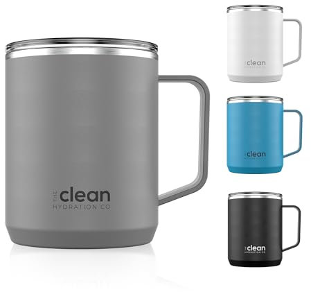 Coffee Cup Travel Mug Insulated - 12 Oz | Ceramic Lined Tumbler Cup with Lid | Reusable Office Mug | Double Wall Vacuum Eco-Friendly, BPA-Free (Gray, 350 ml)