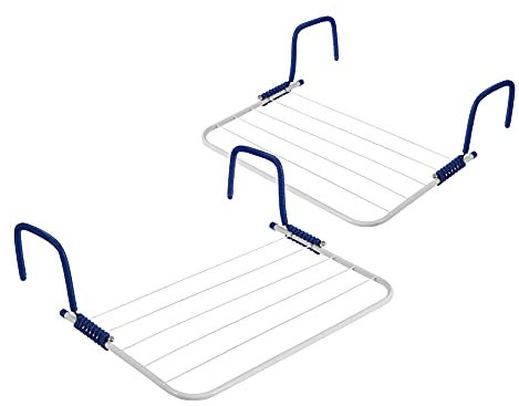 BigDean 2er Set Wäschetrockner für Balkon, Heizung & Camping - Wäscheständer für Balkongeländer & Heizkörper - 50x33 cm - Hängetrockner klappbar Balkonwäschetrockner