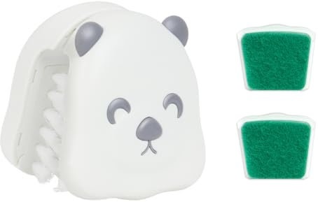 CQT BladeBrush Knife and Cutlery Cleaner Brush Bristle Scrub Kitchen Washing Non-Slip,B002-1 Changeable Scrub Head and Scouring Pad (White)