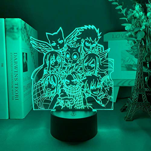 Anime Fairy Tail Acryl LED Nachtlicht Kinderzimmer Dekor Tischlampe RGB Bunte Illusion Licht Weihnachten oder Geburtstagsgeschenk-16 Farbe mit Fernbedienung
