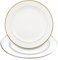 MR.R Lot de 2 assiettes blanches en céramique blanche avec bordure dorée avec support, assiettes en porcelaine, assiettes rondes de 20.3 cm, passent au micro-ondes, au four et au congélateur
