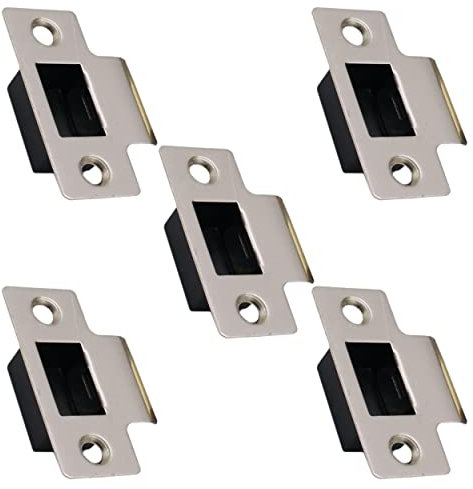 Strike Plate Satin Nickle Latch Door Frame + Dust Box + Matching Screws (5)