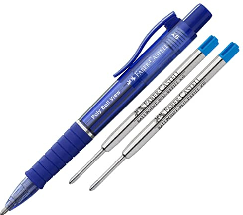 Faber-Castell Kugelschreiber Poly Ball View, Mine XB (Admiral blue + Minen)