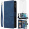 Asuwish Mobile Phone Case for iPhone 5S/5/SE 2016 Case with Screen Protector and Card Slot Foldable Leather Wallet Stand Zip i 5SE 1 S SE2016 1st Generation Cases Protective Phone Case Blue