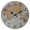 Rebecca Mobili Vintage Wanduhr, Retro-Stil Wanduhren, Braun Schwarz Grau, MDF, Weltkarte Dekoration, Geschenkidee - Durchmesser 33,8 cm x T 4 cm - Art. RE6799
