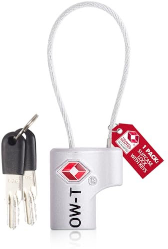 OW-Travel Cadenas Cable Clé TSA pour Valise.Cadenas Clef Antivol pour Bagages Casier Rangement Tente Camping. Cadenas USA.Accessoires de Voyage. Verrou a Cle Valise 1 Argent
