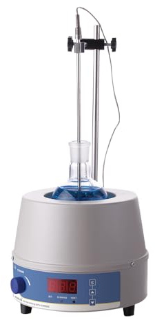 JOANLAB Magnetrührer mit Heizhaube 1000ml, 350W Labor-Thermostat mit Digitalanzeige, Temperatursonde & Timer-Funktion