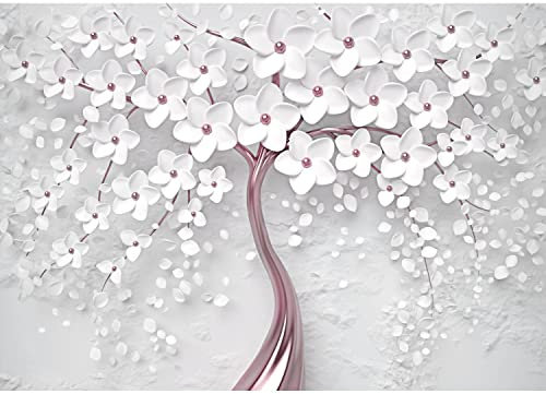 Runa Art Fotomurales Flores Abstracto 352 x 250 cm Fondo De Pantalla XXL Moderna Decoración De Pared Sala Cuarto Oficina Salón Oro Blanco 9553011c