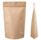 Lacers Standbodenbeutel Kraftpapier in versch. Farben, Nachhaltig, ALU-Frei, Druckverschluss, hohe Barriere-Eigenschaft (500ml - 130x225+70mm, Braun, 100)