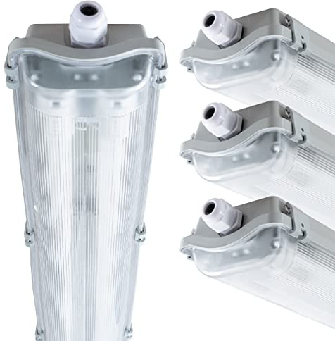 Proventa LED-Feuchtraumleuchte 120cm 36W 2x Röhre G13 kaltweiss - 4x Sparpack