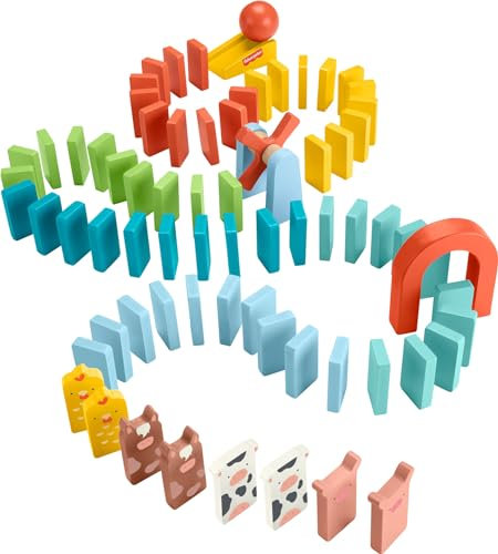 Fisher-Price Jeu de Domino en Bois pour Enfants à partir de 3 Ans 72 pièces