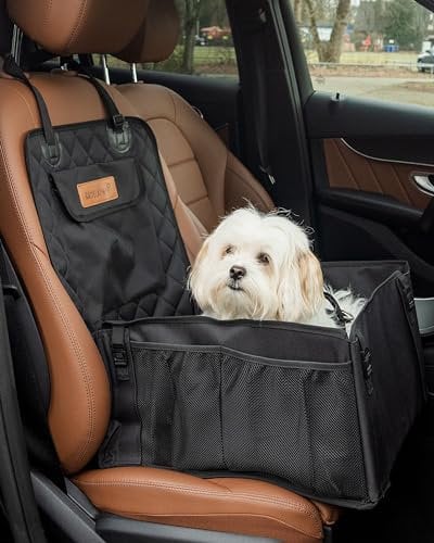 Rudelkönig Autositz für Hunde - Wasserabweisender Hundesitz für Auto Rückbank - Hundekorb für kleine und mittlere Hunde in schwarz