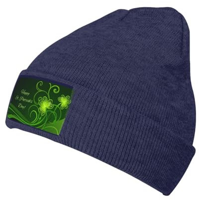 Happy St Patrick's Day Beanie für Herren, Unisex Wintermützen Uhr Hut Fisherman Skullcap Schwarz, marineblau, One size
