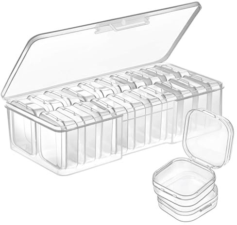 Qualsen 20 Pieces Diamond Painting Storage Box, Diamond Art Storage Case with Lid, Transparent Bead Organiser Storage Box, Plastic Containers for Diamond Art Kit Accessories, Beads, Craft, Jewelry