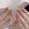 Angwis 24pcs Short Square False Nails Creamy White Ombre Stick on Nails Gold Foil Press on Nails Removable Glue-on Nails Full Cover Fake Nails Women Brides Nail Art Accessories