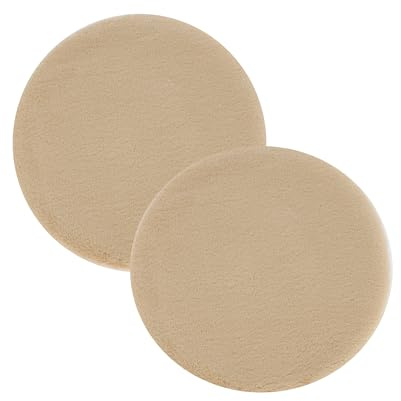 Astra Hochwertiger Kunstfell Teppich flauschig - Teppich Wohnzimmer - Hochflorteppich Lammfell Schaffell Accessoire - Dekofell 2er Set Gold Rund Ø 35 cm