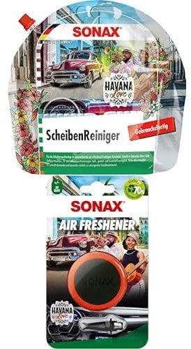 SONAX ScheibenReiniger gebrauchsfertig Havana Love (3 Liter)| Art-Nr. 03934410 Air Freshener Havana Love (1 Stück) Art-Nr. 03680410