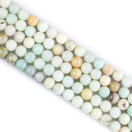 Naturstein Perlen Edelstein Perlen,45 stück 8mm Naturstein Amazonit Edelsteinperlen Polierte Runde Edelsteine Zum Auffädeln Edelsteine Steinperlen für Armbänder Ketten DIY Schmuck Basteln