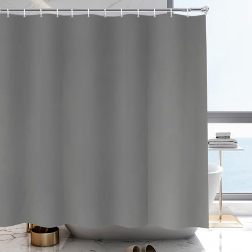 YISURE - Tenda da doccia in tessuto, per vasca da bagno, lavabile, 200 x 240 cm (larghezza x altezza), grigio chiaro