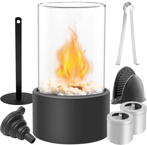 Cisivis Bioethanol Tischkamin Premium Tischfeuer | Regulierbarer Ethanol Kamin | Tischkamin Ethanol | Bio Ethanol Tischfeuer Outdoor & Indoor | Ethanol Tischkamin, Schwarz