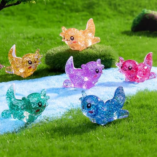 HOMICO Axolotl Glitzer-Mini-Harz-Tiere, kleine Tierfiguren für Axolotl-Partygeschenke, DIY-Garten, Puppenhaus, Topfpflanzen, Dekoration, 30 Stück