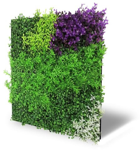 JANGAL Modular Wall Flora Paneel (52 x 52 cm), Modulares Wandpaneel, mit recyceltem PET-Filz, zum Kleben oder Schrauben, Wandverkleidung, Wand Deko, Florawand (Violet Mixed Flora)