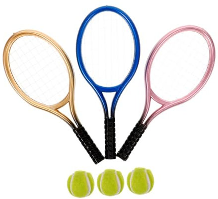 VICASKY 12sätze Mini Tennis Racket Schlüsselanhänger Miniatur Tennisschläger Mit Bällen Deko Für Puppenhäuser Und -projekte Hochwertige Verarbeitung Und Realistische Form