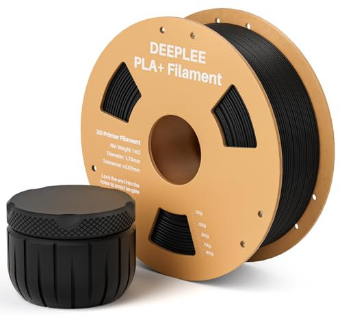 DEEPLEE PLA Plus 1.75mm Filament Black 1kg, PLA+ 3D Printer Filament with Dimensional Accuracy +/- 0.02mm, Fits for Most FDM 3D Printers