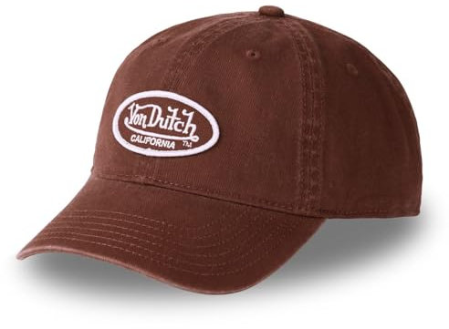 Von Dutch Kappe für Damen und Herren, 100 % Baumwolle, Dad Cap Logo, verstellbar, braun / beige, Einheitsgröße