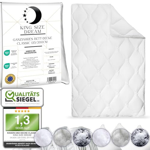 KING SIZE DREAM Classic Bettdecke 135x200 1er Set | Anti-Allergisch/Größe wählbar |Warme Decke & Duvet / 4 Jahreszeiten Steppdecke