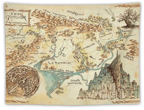 Mittelerd-Karte von Herr der Ringe Poster (13), Wandteppich, ästhetische Malerei, Schlafzimmer, Wandteppich, Wohnzimmer, dekorativ, 76,2 x 101,6 cm