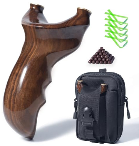 ZETTERRANK® Zwille Steinschleuder Profi Set,Holz Slingshot,Schleuder mit Gummiband,Sportgerät in Bundle Sets mit Ersatzgummi und Tonkugeln. (Schwarze Mamba)