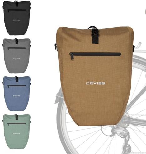 CEVISS Fahrradtasche aus TPU für Gepäckträger 28L Wasserdicht mit Reflektoren, Quick Connect System mit Trage- und Umhängegurt