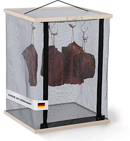 L.E.W. Reifeschrank für Fleisch und Wurst, Fisch und Beef Jerky | Trockenschrank | Trockner für Schinken, Salami, Fisch & Co (Modell 3 zum Anhängen)